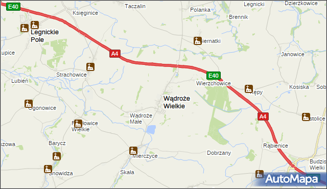 mapa Wądroże Wielkie, Wądroże Wielkie na mapie Targeo