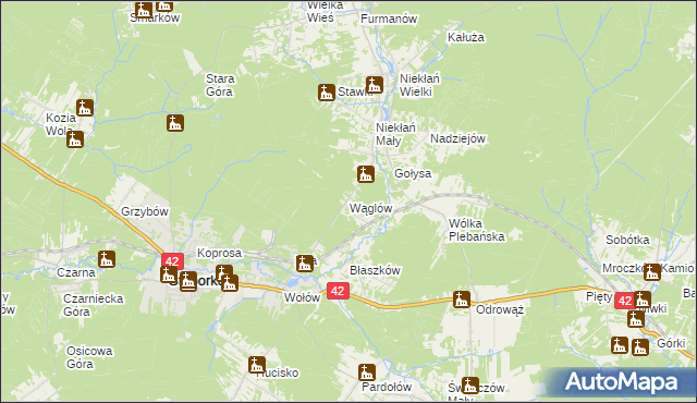 mapa Wąglów, Wąglów na mapie Targeo