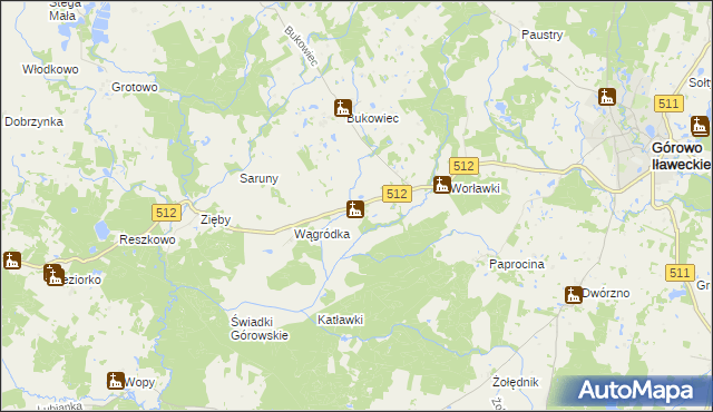 mapa Wągniki gmina Górowo Iławeckie, Wągniki gmina Górowo Iławeckie na mapie Targeo