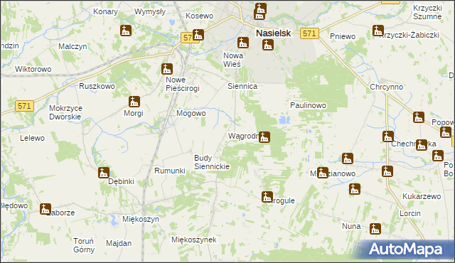mapa Wągrodno gmina Nasielsk, Wągrodno gmina Nasielsk na mapie Targeo