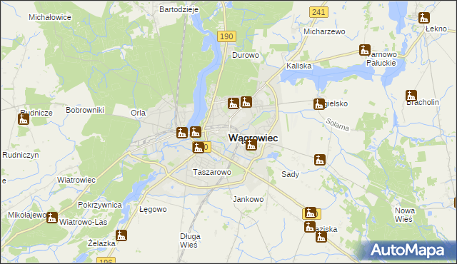 mapa Wągrowiec, Wągrowiec na mapie Targeo