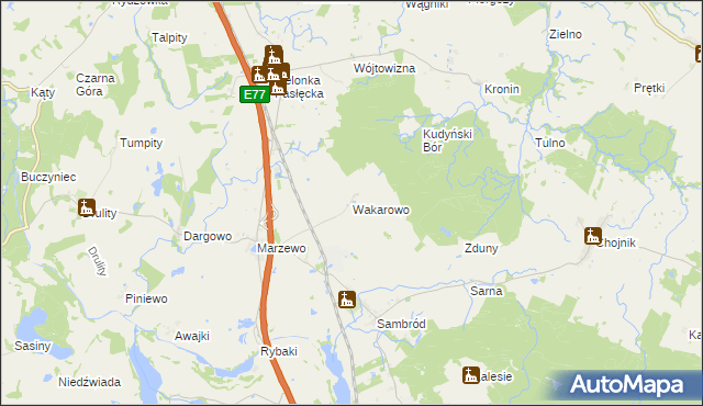 mapa Wakarowo, Wakarowo na mapie Targeo