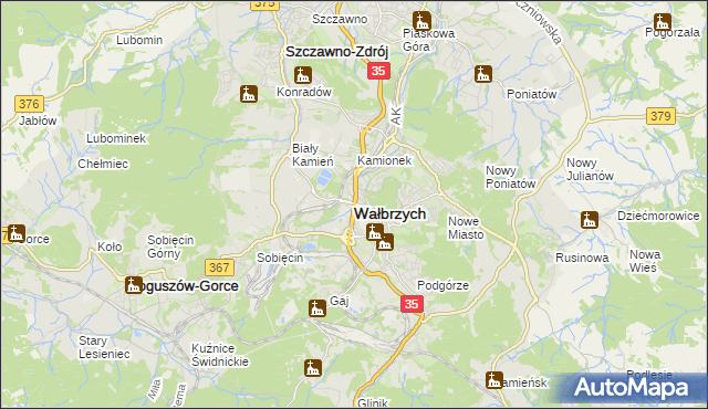 mapa Wałbrzycha, Wałbrzych na mapie Targeo