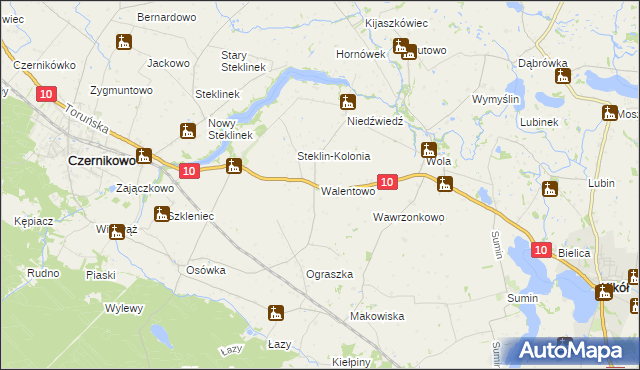 mapa Walentowo gmina Kikół, Walentowo gmina Kikół na mapie Targeo