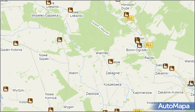 mapa Walimek gmina Stara Kornica, Walimek gmina Stara Kornica na mapie Targeo