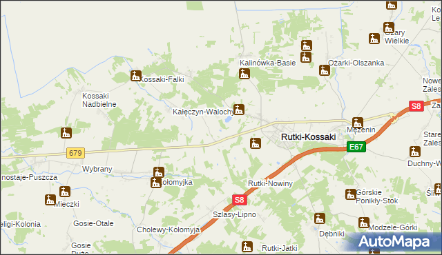 mapa Walochy-Mońki, Walochy-Mońki na mapie Targeo