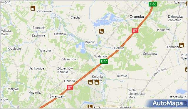 mapa Wałsnów, Wałsnów na mapie Targeo