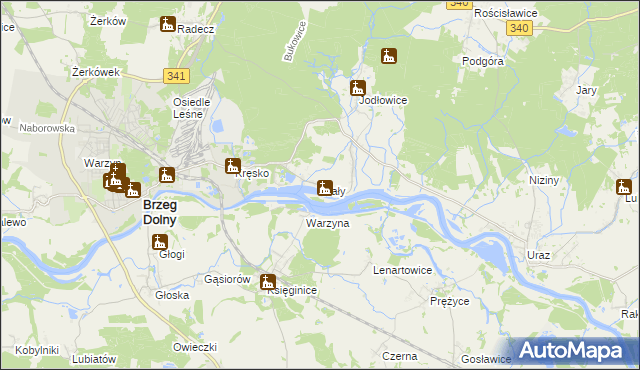 mapa Wały gmina Brzeg Dolny, Wały gmina Brzeg Dolny na mapie Targeo