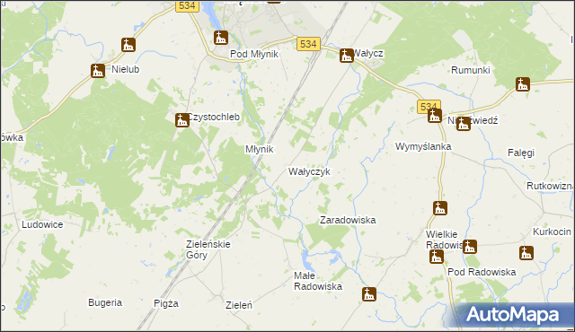 mapa Wałyczyk, Wałyczyk na mapie Targeo