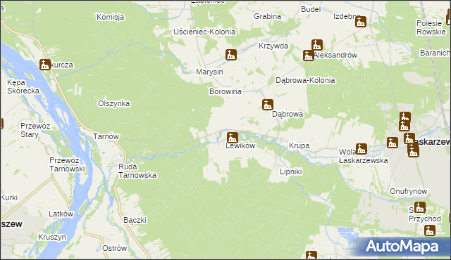 mapa Wanaty gmina Łaskarzew, Wanaty gmina Łaskarzew na mapie Targeo