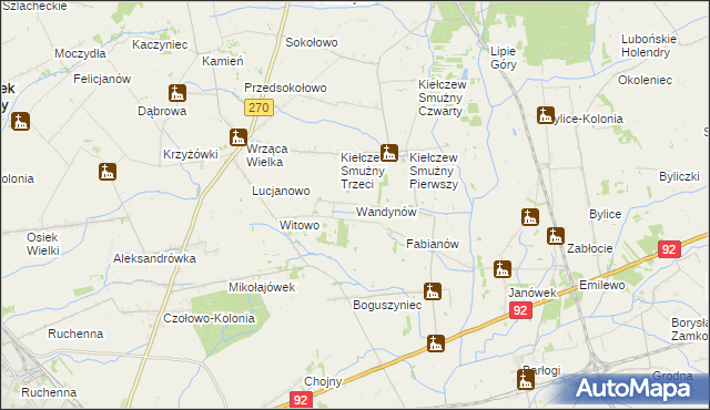 mapa Wandynów gmina Koło, Wandynów gmina Koło na mapie Targeo