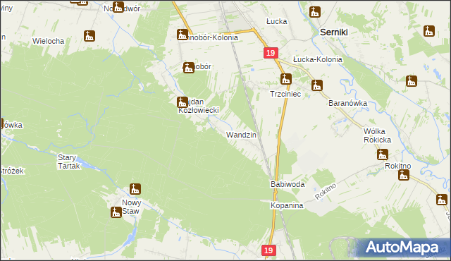 mapa Wandzin gmina Lubartów, Wandzin gmina Lubartów na mapie Targeo