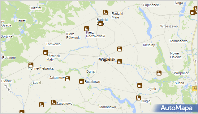 mapa Wąpielsk, Wąpielsk na mapie Targeo