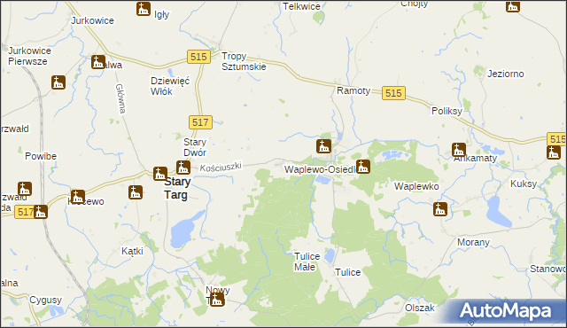 mapa Waplewo-Osiedle, Waplewo-Osiedle na mapie Targeo