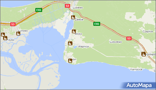 mapa Wapnica gmina Międzyzdroje, Wapnica gmina Międzyzdroje na mapie Targeo