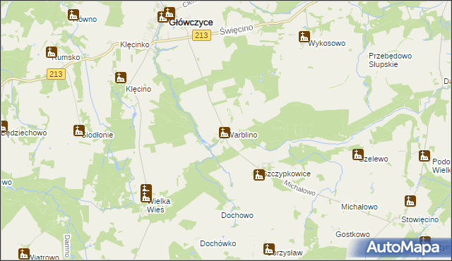 mapa Warblino, Warblino na mapie Targeo