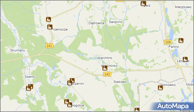 mapa Warchlino, Warchlino na mapie Targeo
