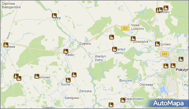 mapa Wardyń Dolny, Wardyń Dolny na mapie Targeo