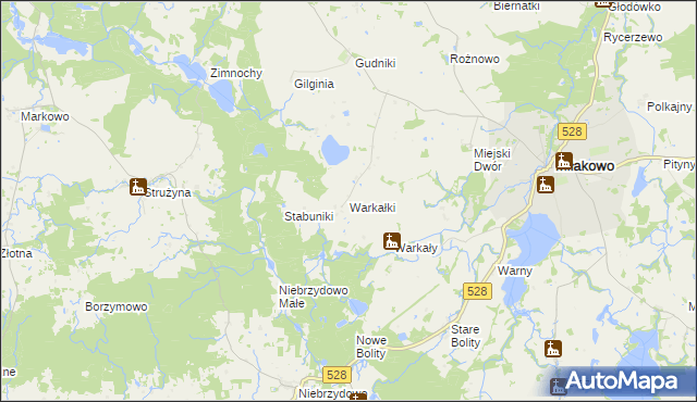 mapa Warkałki, Warkałki na mapie Targeo