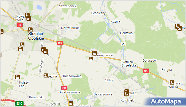 mapa Warmątowice, Warmątowice na mapie Targeo