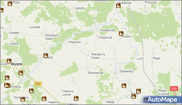 mapa Warpechy Nowe, Warpechy Nowe na mapie Targeo