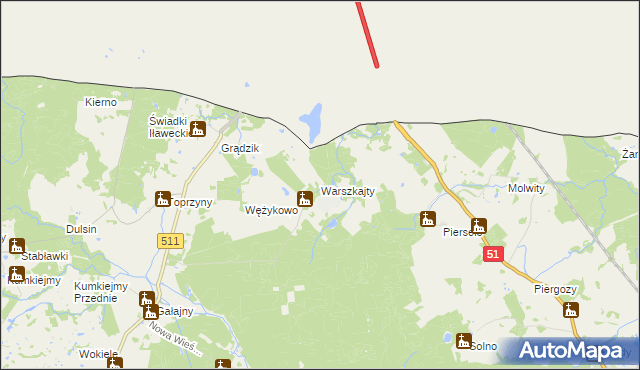 mapa Warszkajty, Warszkajty na mapie Targeo