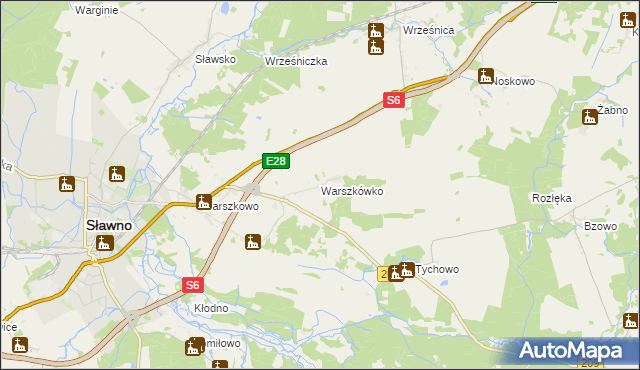 mapa Warszkówko, Warszkówko na mapie Targeo