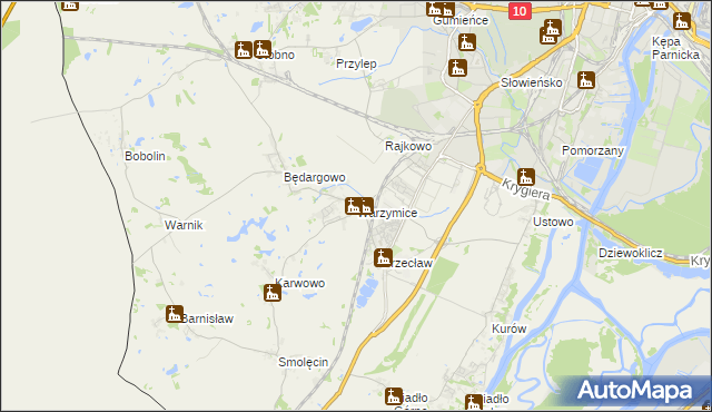 mapa Warzymice, Warzymice na mapie Targeo