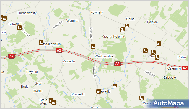mapa Waśkowólka, Waśkowólka na mapie Targeo