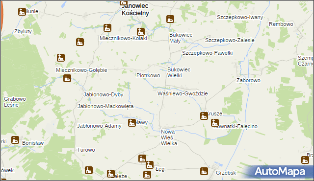 mapa Waśniewo-Gwoździe, Waśniewo-Gwoździe na mapie Targeo