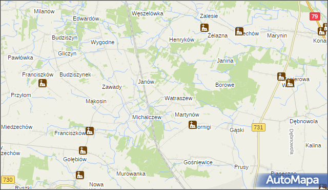 mapa Watraszew, Watraszew na mapie Targeo