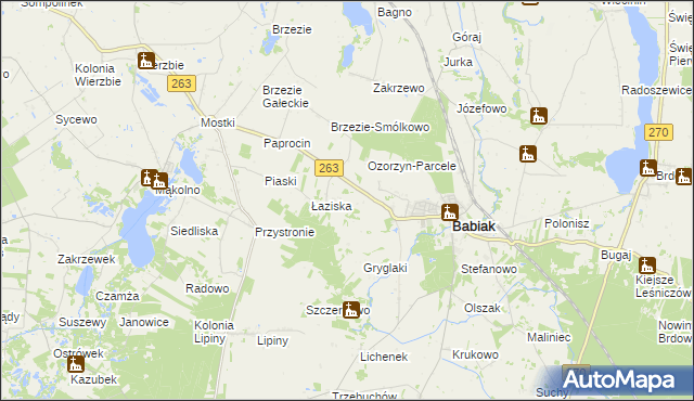 mapa Wawrzyny gmina Babiak, Wawrzyny gmina Babiak na mapie Targeo