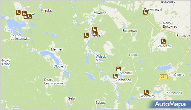 mapa Wdecki Młyn, Wdecki Młyn na mapie Targeo