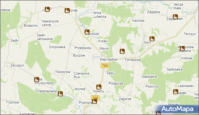 mapa Węchadłów, Węchadłów na mapie Targeo