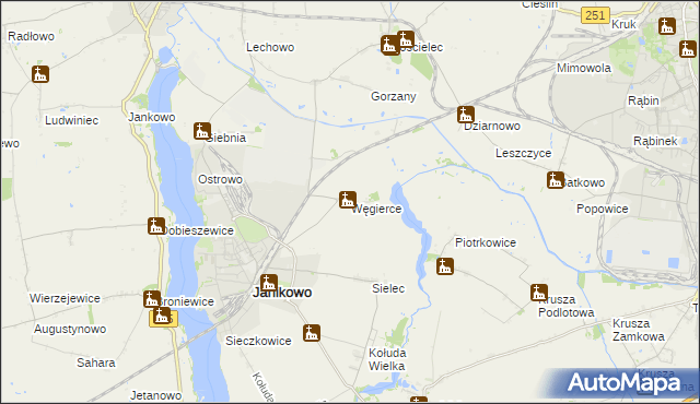 mapa Węgierce gmina Pakość, Węgierce gmina Pakość na mapie Targeo