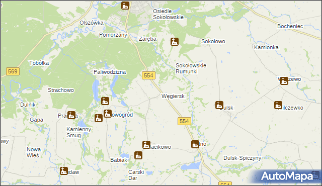 mapa Węgiersk, Węgiersk na mapie Targeo