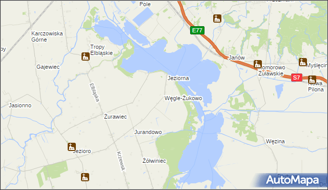 mapa Węgle-Żukowo, Węgle-Żukowo na mapie Targeo