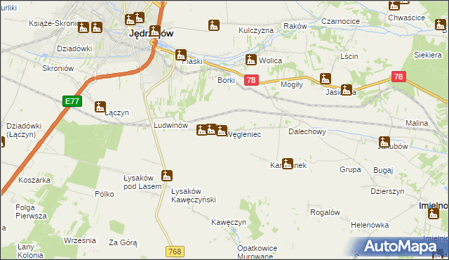 mapa Węgleniec, Węgleniec na mapie Targeo