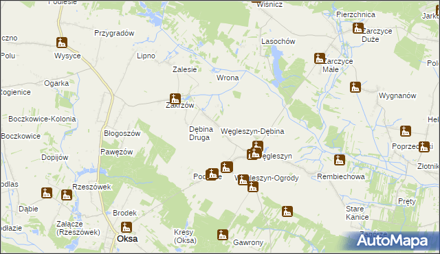 mapa Węgleszyn-Dębina, Węgleszyn-Dębina na mapie Targeo