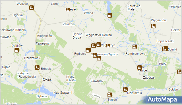 mapa Węgleszyn-Ogrody, Węgleszyn-Ogrody na mapie Targeo