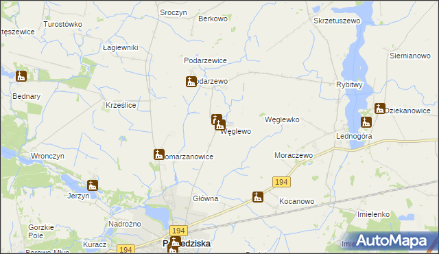 mapa Węglewo gmina Pobiedziska, Węglewo gmina Pobiedziska na mapie Targeo