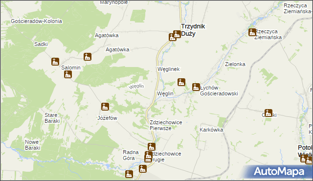 mapa Węglin gmina Trzydnik Duży, Węglin gmina Trzydnik Duży na mapie Targeo