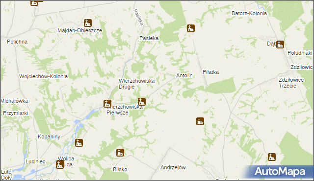 mapa Węgliska gmina Modliborzyce, Węgliska gmina Modliborzyce na mapie Targeo