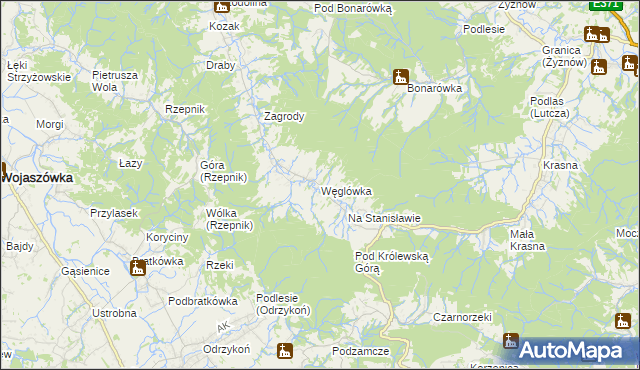 mapa Węglówka gmina Korczyna, Węglówka gmina Korczyna na mapie Targeo