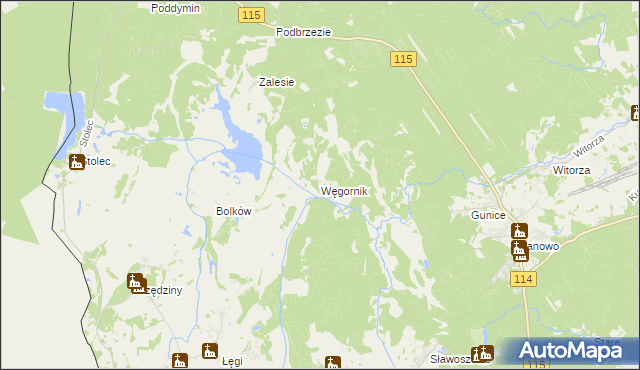 mapa Węgornik, Węgornik na mapie Targeo