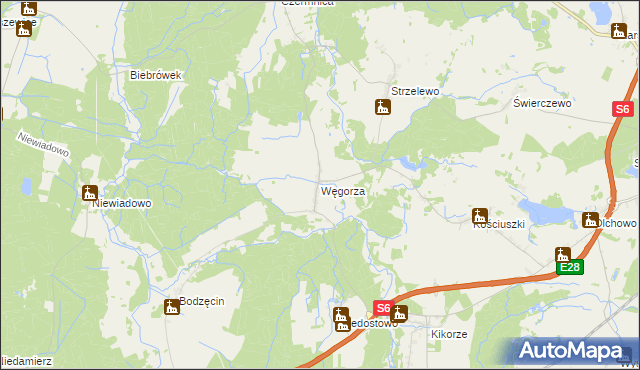 mapa Węgorza, Węgorza na mapie Targeo