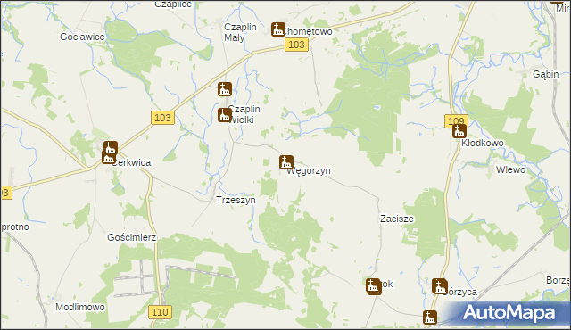 mapa Węgorzyn gmina Karnice, Węgorzyn gmina Karnice na mapie Targeo