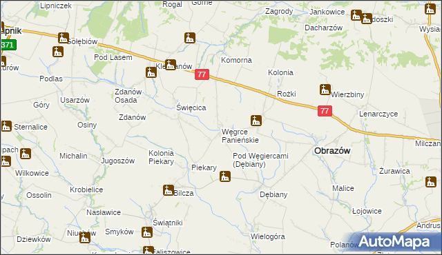 mapa Węgrce Panieńskie, Węgrce Panieńskie na mapie Targeo