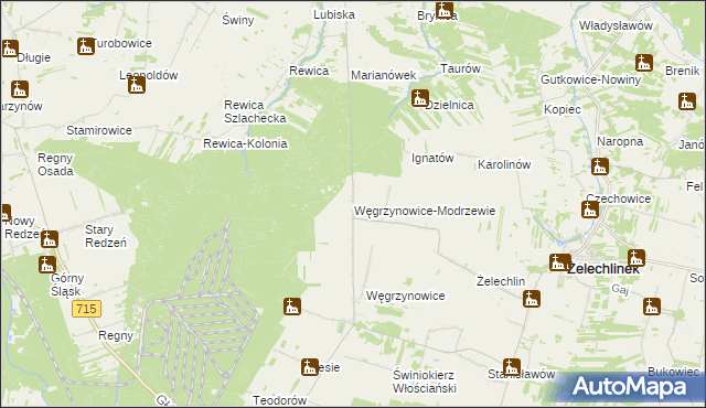 mapa Węgrzynowice-Modrzewie, Węgrzynowice-Modrzewie na mapie Targeo
