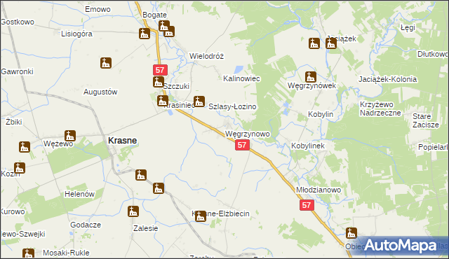 mapa Węgrzynowo gmina Płoniawy-Bramura, Węgrzynowo gmina Płoniawy-Bramura na mapie Targeo